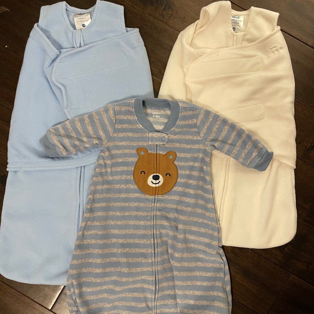 Sleep Sack Bundle (3) Newborn, 0-3 Months, 3-6m/ Halo & Carter's